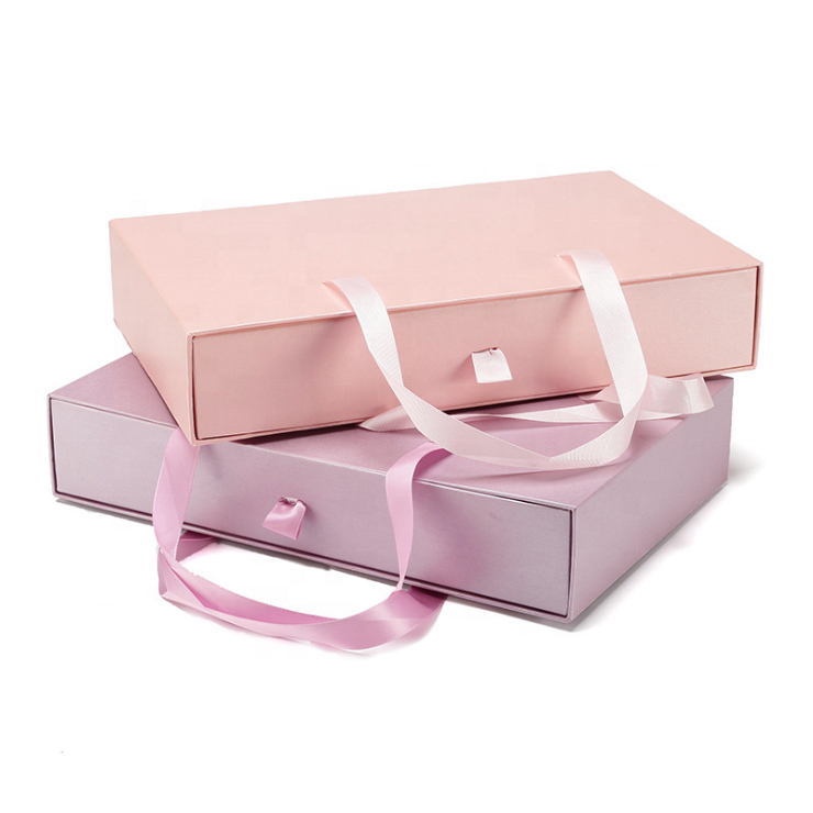 Custom Made Lid And Base Portable Folding Gift Box Cardboard Socks Box Drawer Sliding Box Pink Lingerie Bra Swimwear Packaging For Bikini 