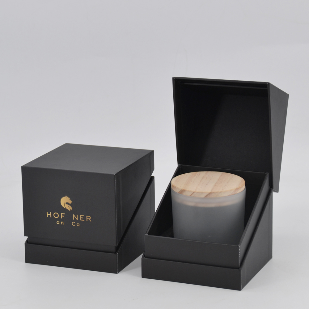 Hot Sale Luxury Eco-Friendly Recycled Kraft Custom Black Round Jar Set Paper Gift Candle Packaging Box