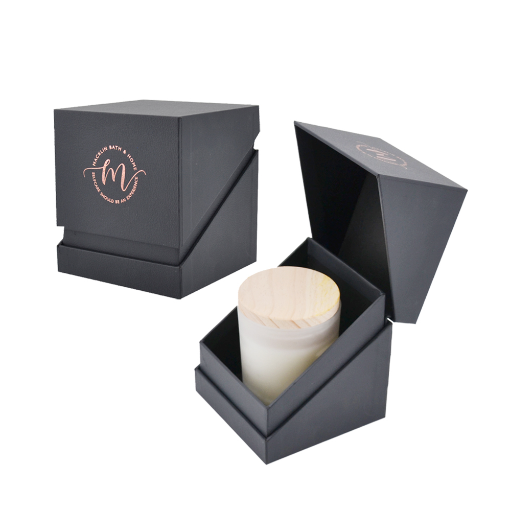 Hot Sale Luxury Eco-Friendly Recycled Kraft Custom Black Round Jar Set Paper Gift Candle Packaging Box