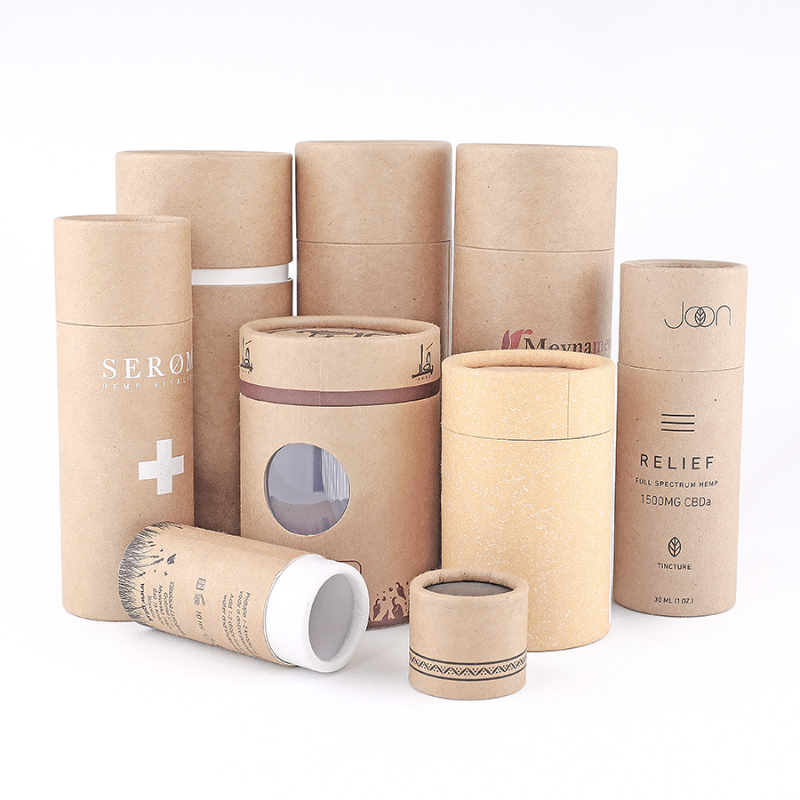 Custom Round Empty Paper Tube Packaging Candle Biodegradable Kraft Tissue Candle Window Cylinder Box
