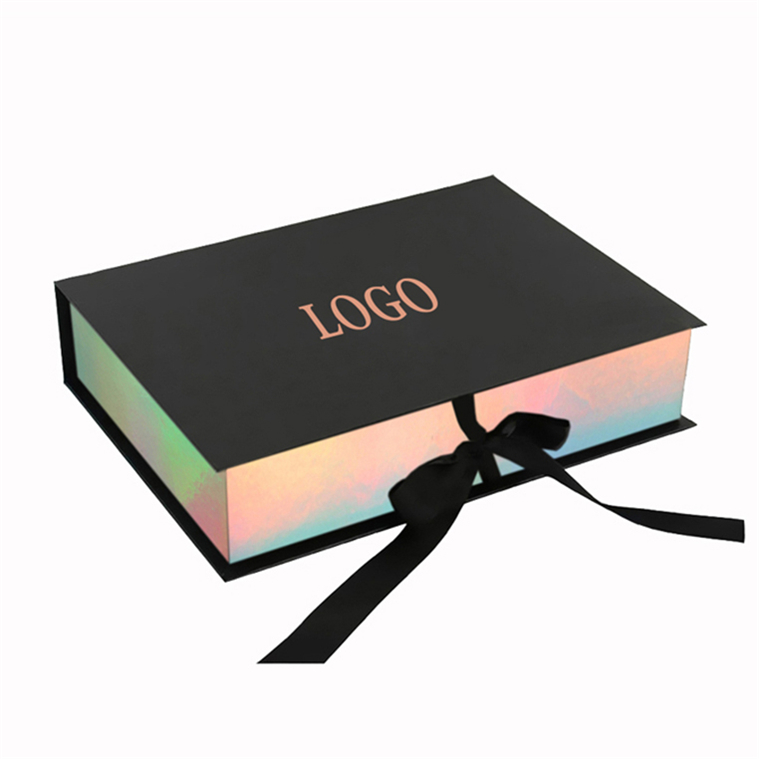Bio-Degradable Folding Magnetic Gift Packaging Holographic Box Luxury Shoe or Clothes Gift Box With Ribbon Handles