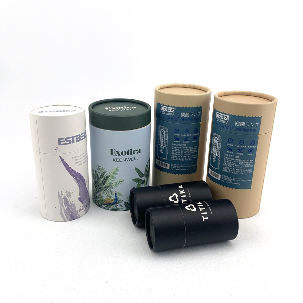 Custom Eco Friendly Cajas De Embalaje Green Paper Tubes Tea Box Bag Packaging Kraft Bath Tea Cylinder Paper Tube Packaging