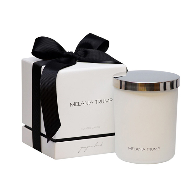 Luxury Custom Logo Printed Rigid Top and Bottom Box White Candle Jar Box with Black Ribbon Lid