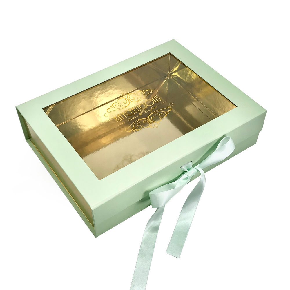 Custom Luxury Magnetic Cookie Cake Box for Food Treat Bakery Cardboard Cupcake Brownie Macaron Boxes With Clear Window
