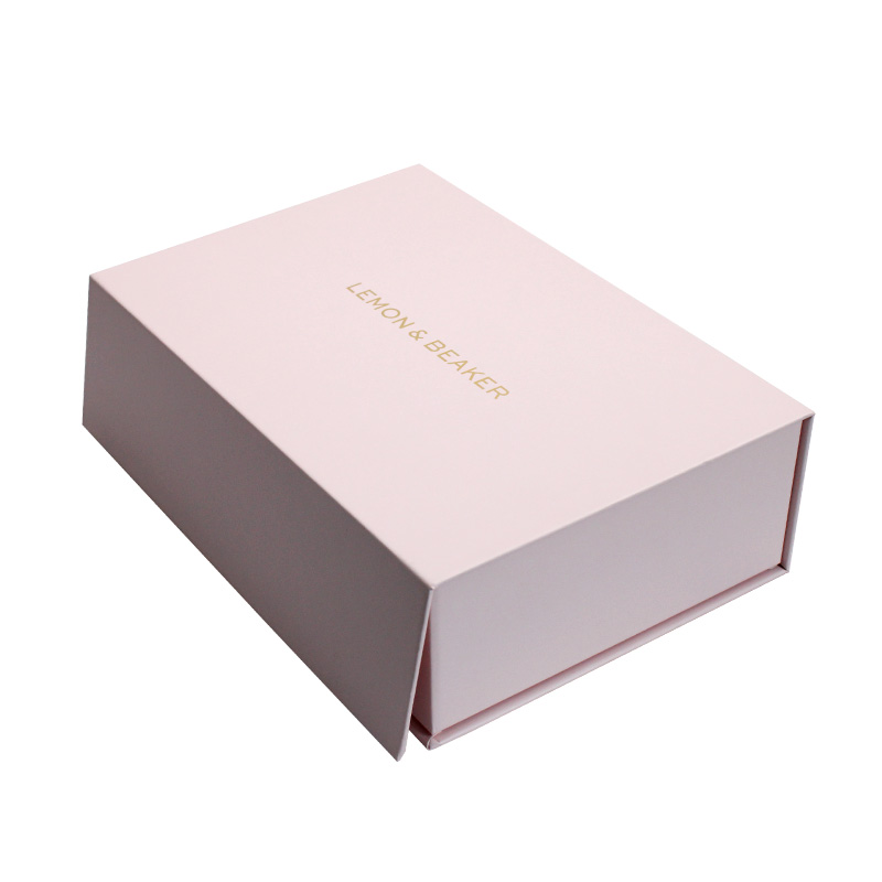 Custom 2mm Rigid Cardboard Magnetic Closure Pink Color Printed Cosmetic Gift Sets Paper Box with Gold Foil Logo