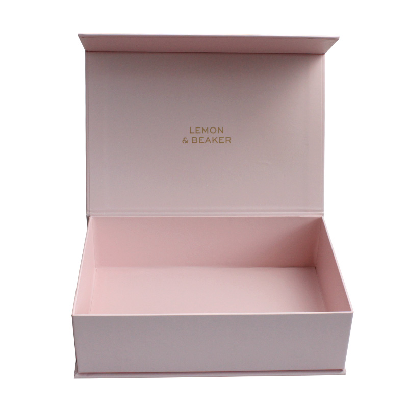 Custom 2mm Rigid Cardboard Magnetic Closure Pink Color Printed Cosmetic Gift Sets Paper Box with Gold Foil Logo
