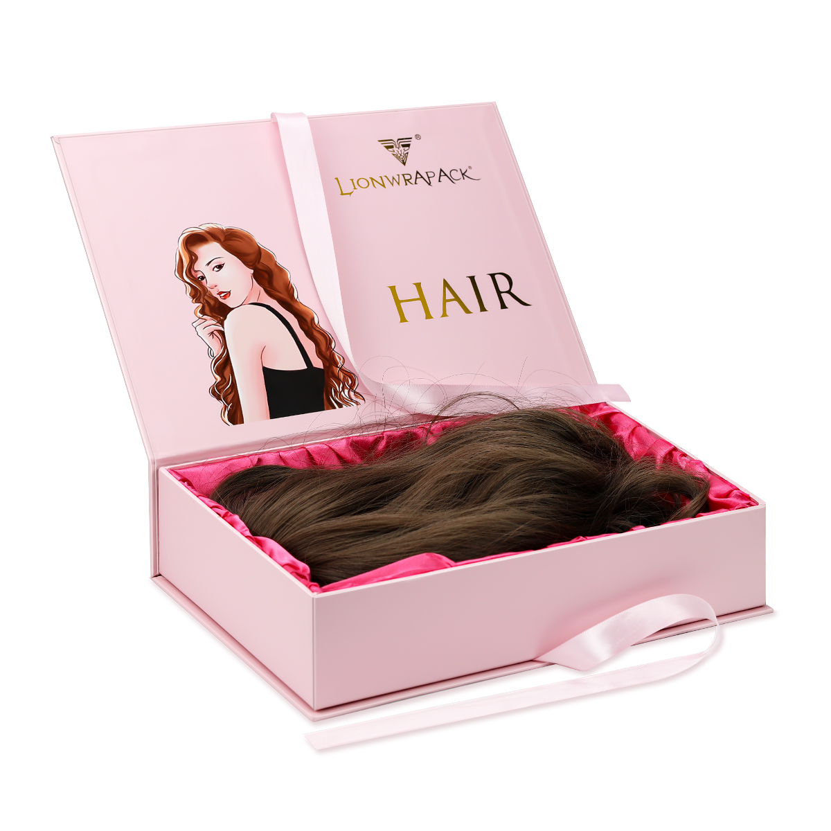 Wholesale Hair Extension Boxes Gift Bundles Packaging Boxes Pink Wig Packaging Box With Custom Logo