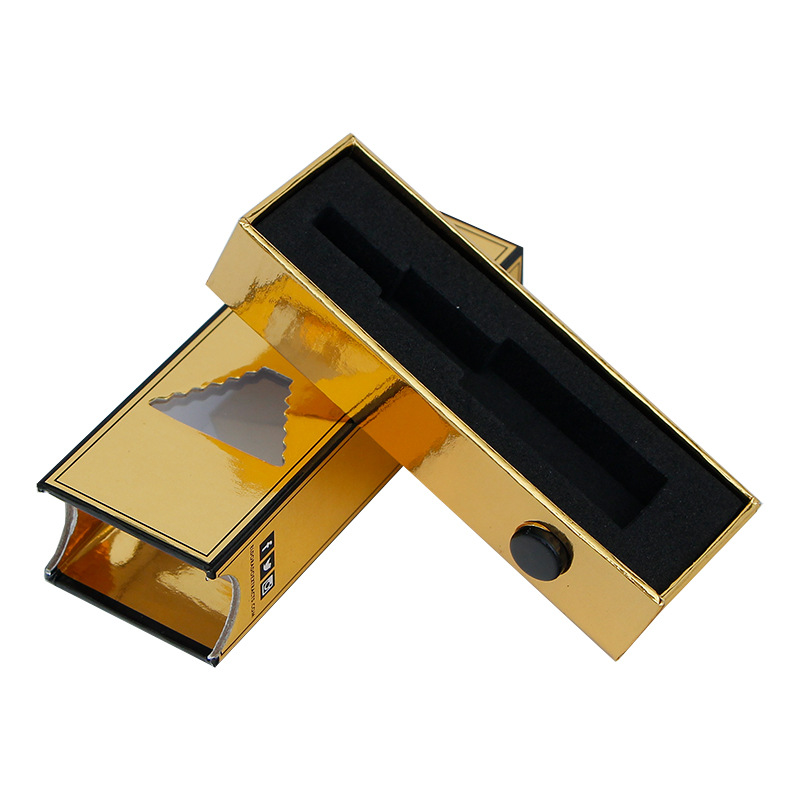 Custom Printed Gold Foil Metallic Paper Empty Packaging Thread Cartridge Oil Cardboard Box With Custom Logo