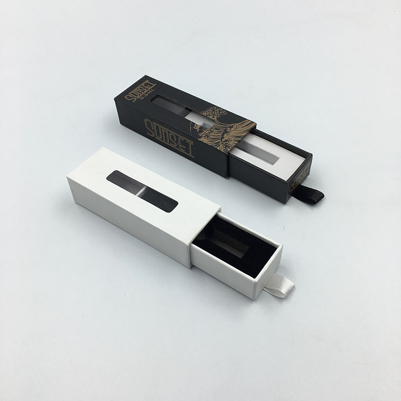 Custom Hemp Packaging Cardboard Drawer Box With Custom Insert For Preroll And Vape Pen Cartridge