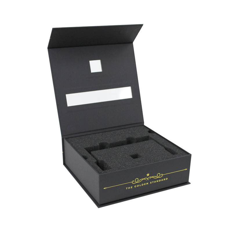 Customize Box Rigid Cardboard Paper Magnet Box With Window Paper Electric Package Box Foam Insert