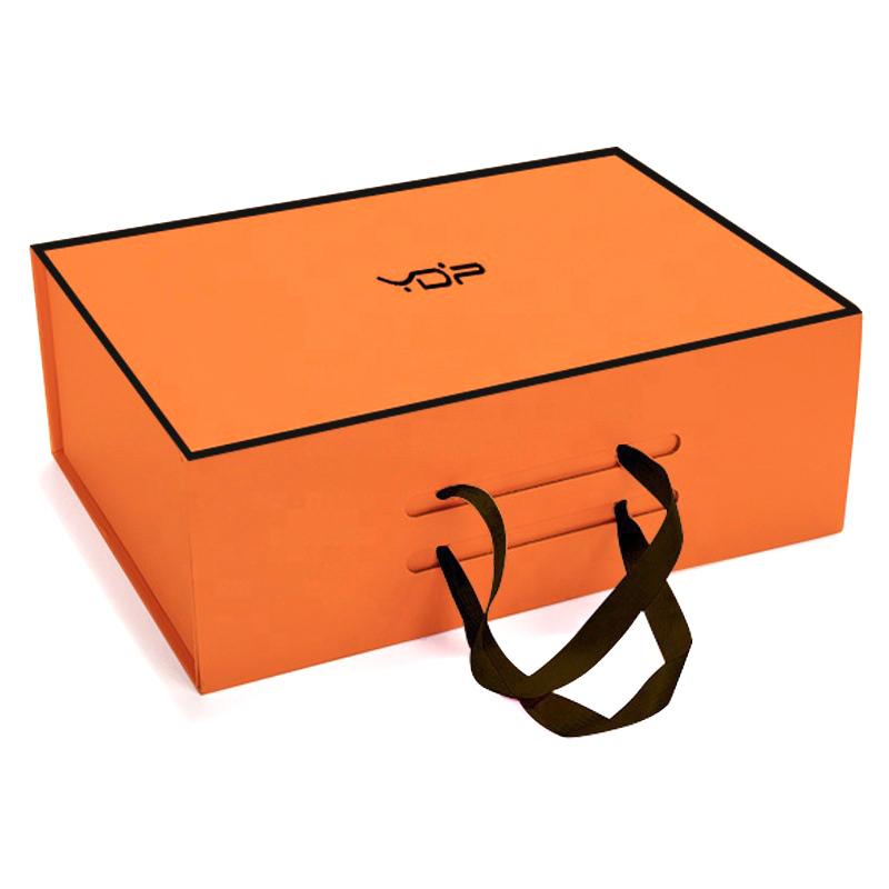 Ready To Ship Big Orange Folding Paper Box Luxury Shipping Magnetic Paper Boxes For Handbag Shoes Packaging