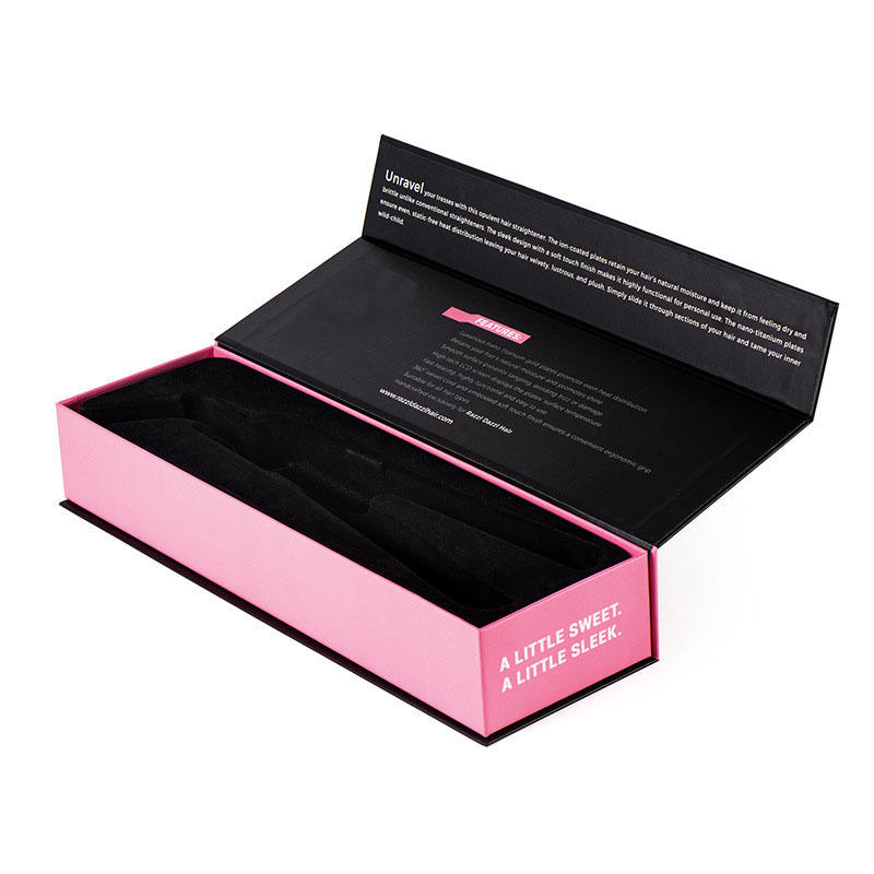 Custom Private Label Rigid Board Gift Flat Iron Hair Straightener Packaging Box