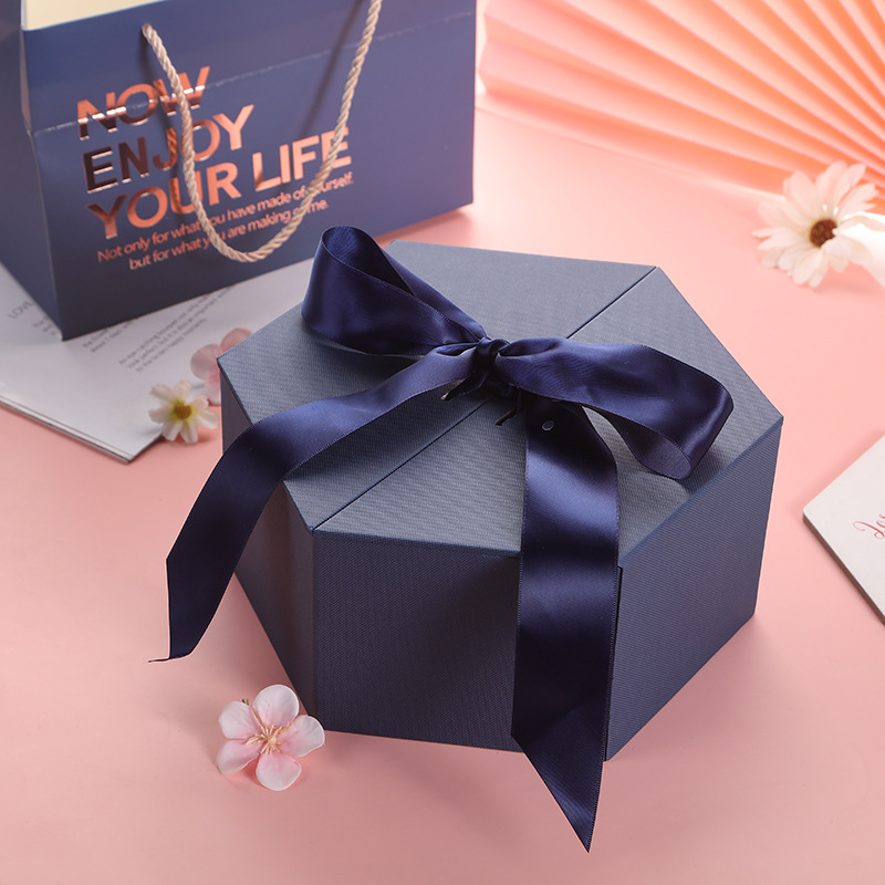 Wholesale Custom Luxury Hexagon Double Creative Opening Paper Candle Packaging Gift Box Two Door Gift Wedding Box