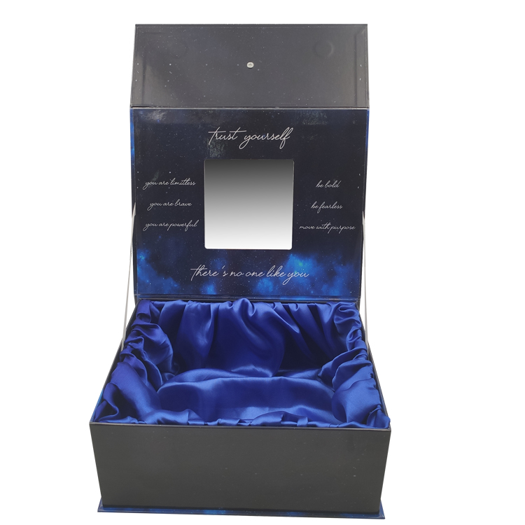 Custom Luxury Printed Logo Paper Cosmetic Box With Handle Cardboard Magnetic Packaging Gift Skin Care Box With Mirror