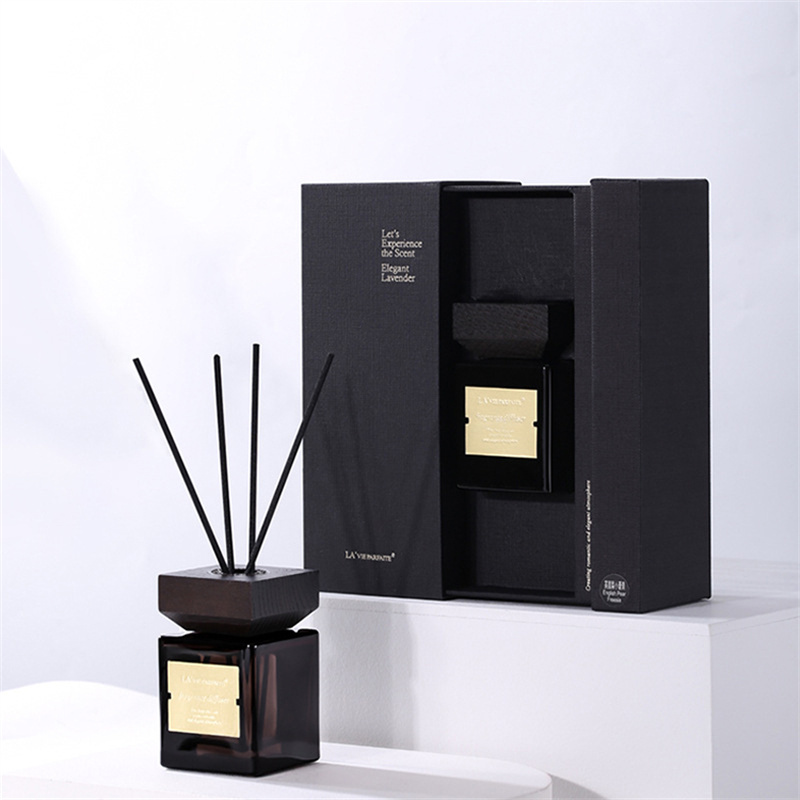 Custom Aroma Scented Perfume Box Reed Diffuser Packaging Black Gift Box Customized Perfume Boxes