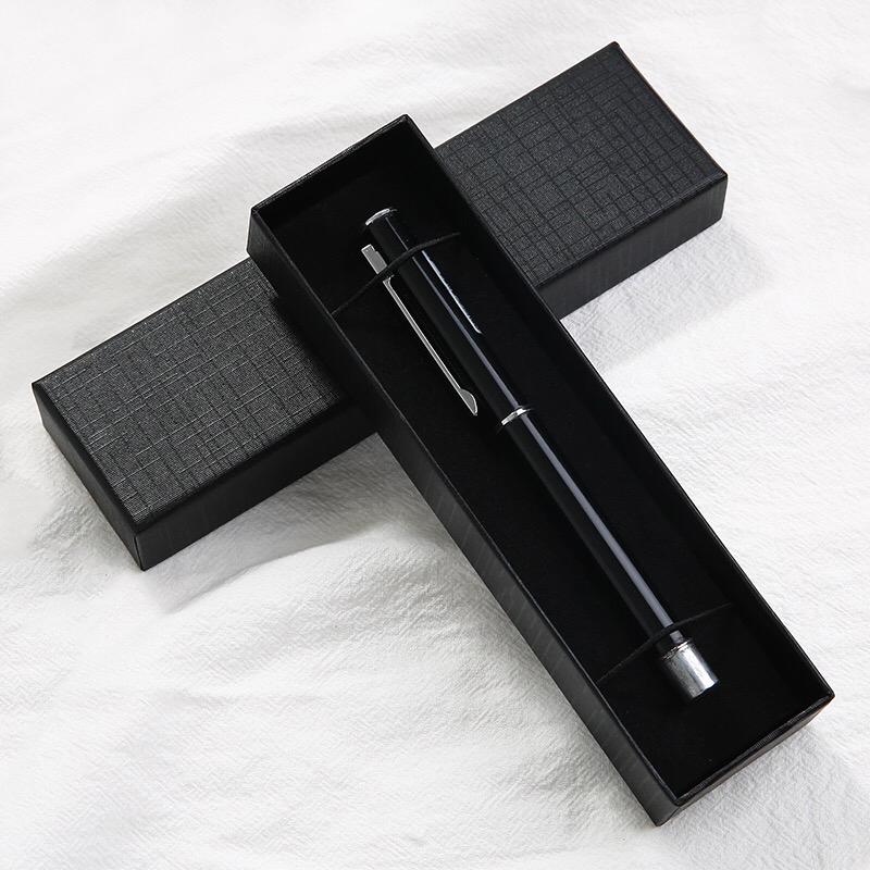 Eco Friendly Cheap Custom Carton High End Luxury Black Cardboard Paper Small Pen Gift Packaging Box Single With Logo