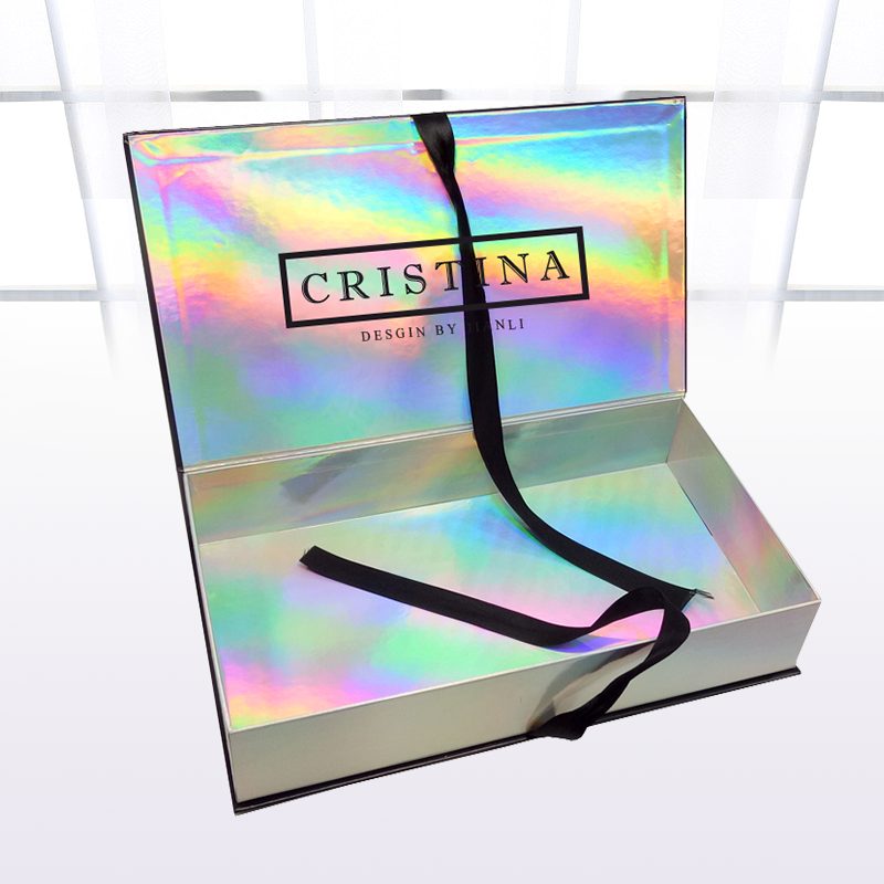 Factory Custom Sliver Holographic Packaging Box Gift Box paper Magnet Holographic Box