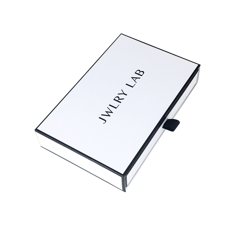 2021 Custom Logo White Customized Simple Drawer Cardboard Jewelry Gift Box with Silk Pouch