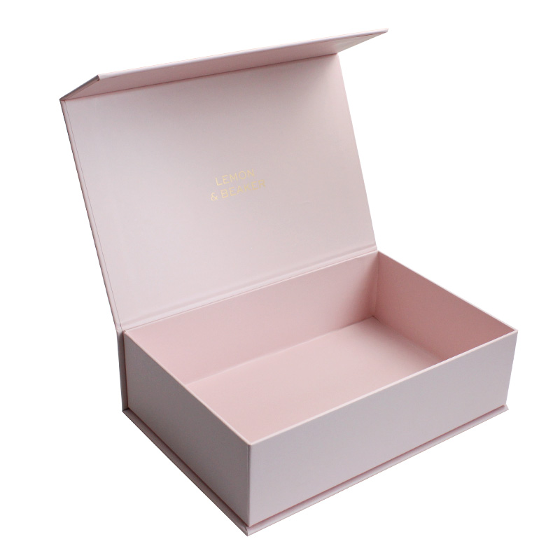 Custom Pink Color Magnetic box Rigid Cardboard box Printed Cosmetic Gift Sets Paper Box with Gold Foil Logo
