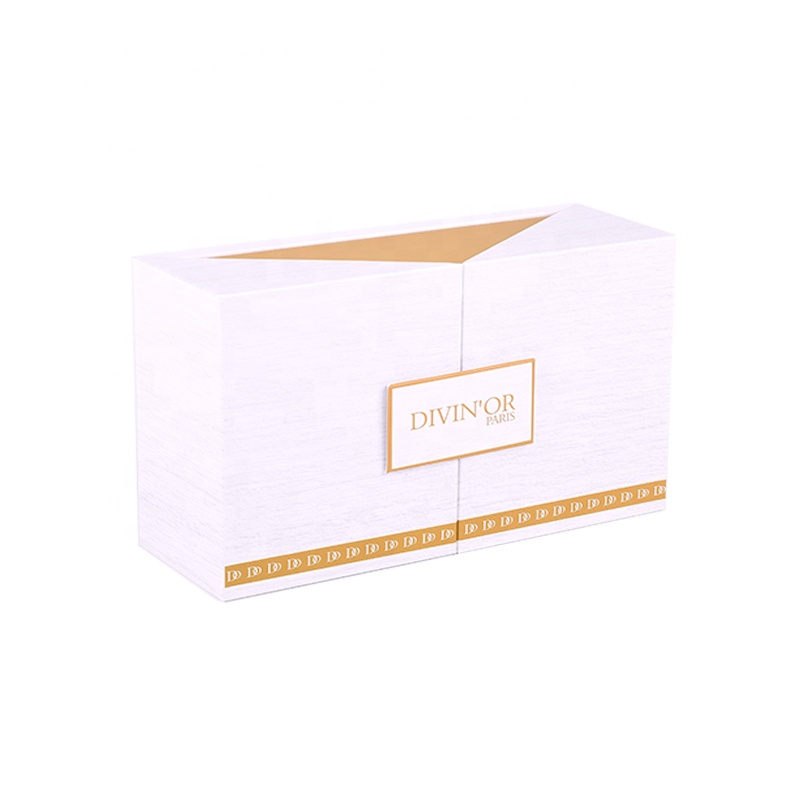Luxury Double Door Open Skincare Cosmetic Packaging Boxes Sample Perfume Bottle Gift Set Box with Foam Insert