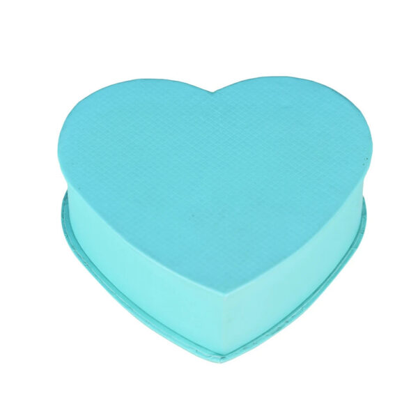 Aqua Heart-Shaped Rigid Gift Box with Silver Foil Insert Aqua Heart-Shaped Rigid Gift Box with Silver Foil Insert