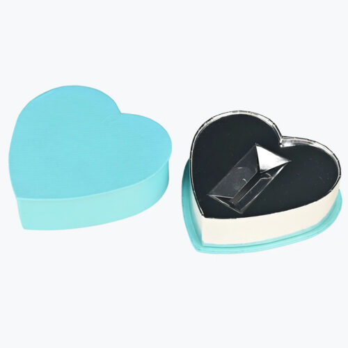 Aqua Heart-Shaped Rigid Gift Box with Silver Foil Insert Aqua Heart-Shaped Rigid Gift Box with Silver Foil Insert