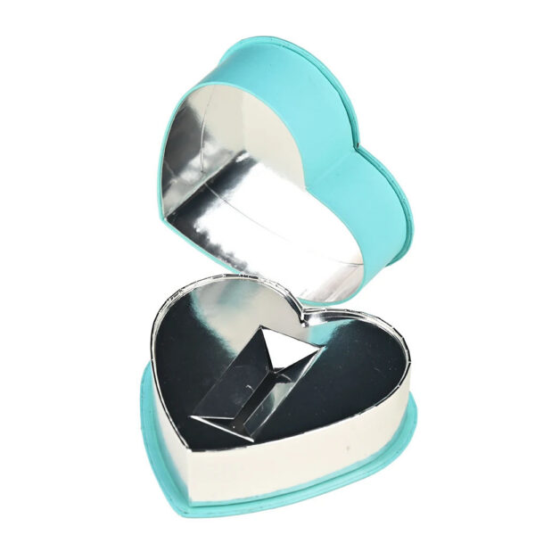Aqua Heart-Shaped Rigid Gift Box with Silver Foil Insert Aqua Heart-Shaped Rigid Gift Box with Silver Foil Insert