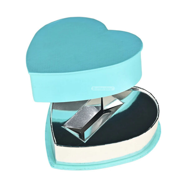 Aqua Heart-Shaped Rigid Gift Box with Silver Foil Insert Aqua Heart-Shaped Rigid Gift Box with Silver Foil Insert