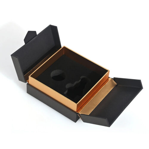Black Gold Double-Door Rigid Box with Custom Foam Insert Black Gold Double-Door Rigid Box with Custom Foam Insert