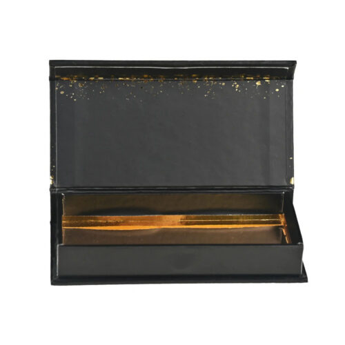 Black Gold Foil Book-Style Rigid Gift Box with Gold Tray