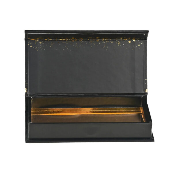 Black Gold Foil Book-Style Rigid Gift Box with Gold Tray