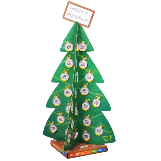 Expositor de cartón ondulado para árbol de Navidad con estantes