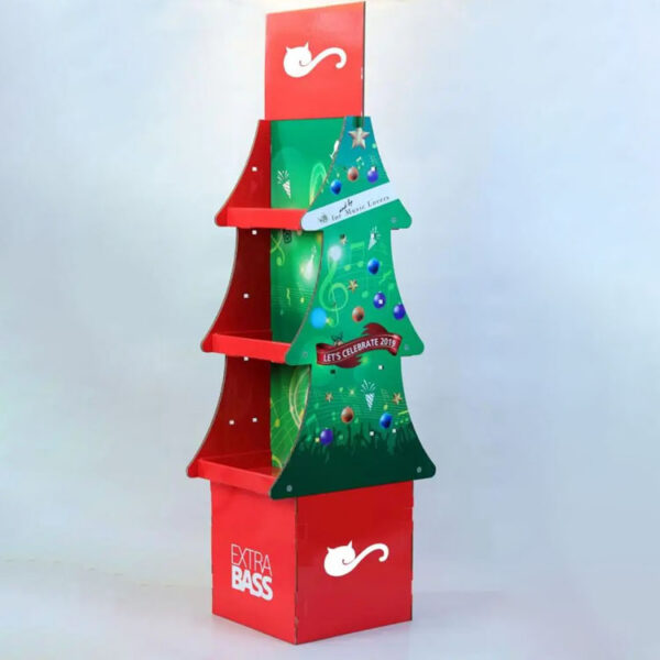 Expositor de cartón ondulado para árbol de Navidad con estantes