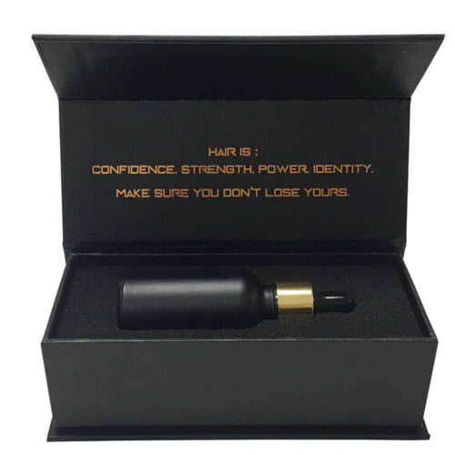 Custom Black Hair Serum Rigid Gift Box with Foam Insert