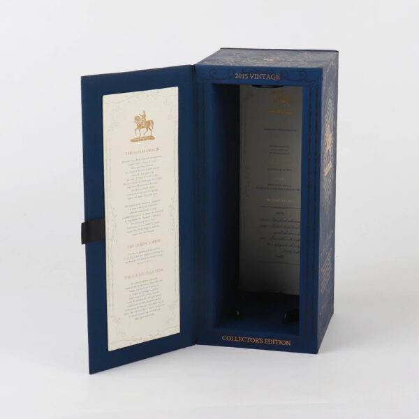 Caixa de presente de luxo personalizada para vinho, em formato de livro, com logótipo em folha de ouro