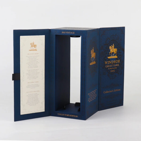 Caixa de presente de luxo personalizada para vinho, em formato de livro, com logótipo em folha de ouro