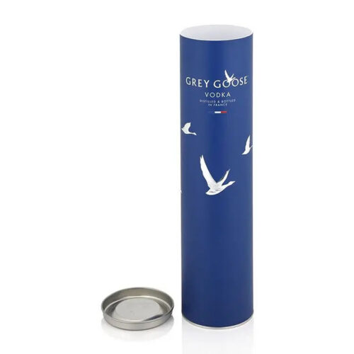 Custom Vodka Bottle Paper Tube Box with Metal Lid Custom Vodka Bottle Paper Tube Box with Metal Lid