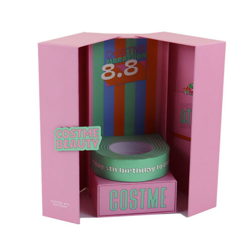 Double-Door Cosmetic Gift Set Box with Round Display Insert Double-Door Cosmetic Gift Set Box with Round Display Insert