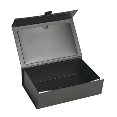 Foldable Magnetic Rigid Jewelry Box with Gold Foil Logo