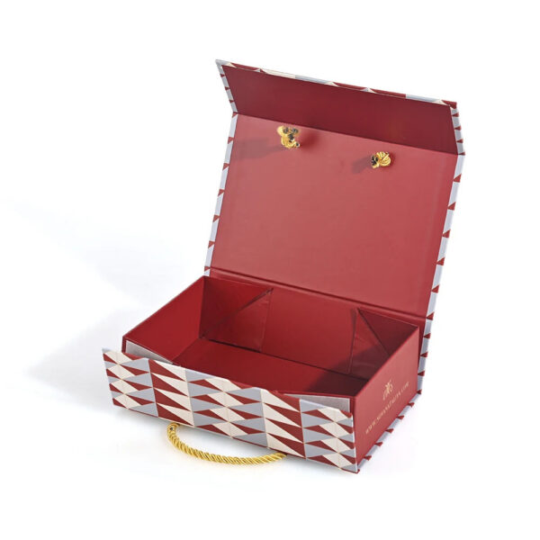 Folding Rigid Fashion Accessories Box with Gold Rope Handle