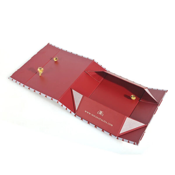 Folding Rigid Fashion Accessories Box with Gold Rope Handle