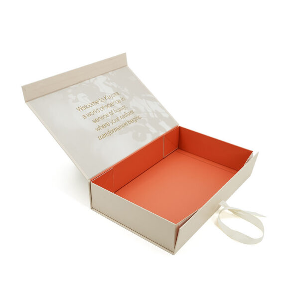 Folding Rigid Skincare Gift Box with Ribbon Tie Closure Folding Rigid Skincare Gift Box with Ribbon Tie Closure