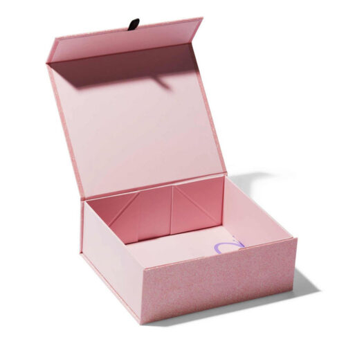 Glitter Pink Book-Style Cosmetic Gift Box with Pull Tab Glitter Pink Book-Style Cosmetic Gift Box with Pull Tab