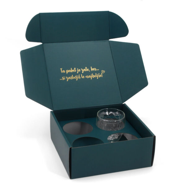 Gold Foil Christmas Glassware Gift Box with Die Cut Insert Gold Foil Christmas Glassware Gift Box with Die Cut Insert