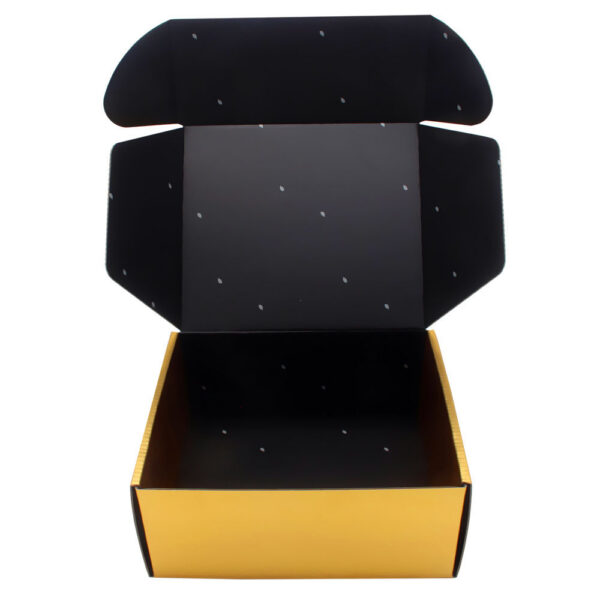 Caja de regalo para té «Gold Mailer» con interior estampado con hojas negras