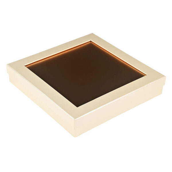 Gold Rigid Chocolate Display Box with Clear Windowed Lid