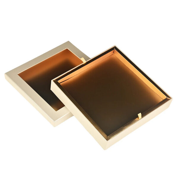 Gold Rigid Chocolate Display Box with Clear Windowed Lid