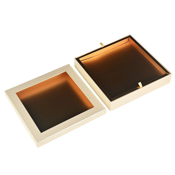 Gold Rigid Chocolate Display Box with Clear Windowed Lid
