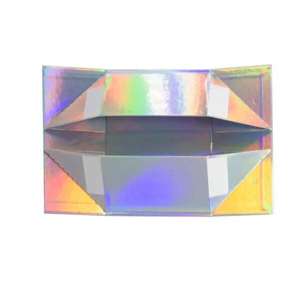 Confezione regalo olografica magnetica con chiusura a nastro di raso