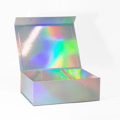 Holographic Magnetic Gift Box with Satin Ribbon Closure Holographic Magnetic Gift Box with Satin Ribbon Closure